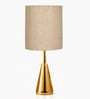 Luxe Round Gold Table Lamp with Fabric Drum Shade
