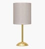 Luxe Round Gold Table Lamp with Fabric Drum Shade