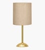 Luxe Round Gold Table Lamp with Fabric Drum Shade
