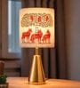 Luxe Round Gold Table Lamp with Indian Art Shade