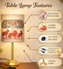 Luxe Round Gold Table Lamp with Indian Art Shade