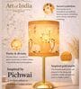 Luxe Round Gold Table Lamp with Indian Art Shade