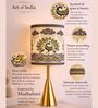 Luxe Round Gold Table Lamp with Indian Art Shade