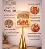 Luxe Round Gold Table Lamp with Indian Art Shade