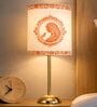 Luxe Round Gold Table Lamp with Indian Art Shade