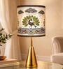 Luxe Round Gold Table Lamp with Indian Art Shade