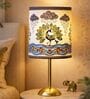 Luxe Round Gold Table Lamp with Indian Art Shade