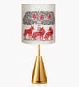 Luxe Round Gold Table Lamp with Indian Art Shade