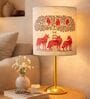 Luxe Round Gold Table Lamp with Indian Art Shade