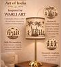 Luxe Round Gold Table Lamp with Indian Art Shade