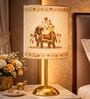 Luxe Round Gold Table Lamp with Indian Art Shade