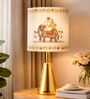 Luxe Round Gold Table Lamp with Indian Art Shade