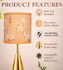 Luxe Round Gold Table Lamp with Indian Art Shade