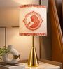 Luxe Round Gold Table Lamp with Indian Art Shade