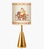 Luxe Round Gold Table Lamp with Indian Art Shade