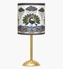 Luxe Round Gold Table Lamp with Indian Art Shade
