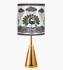 Luxe Round Gold Table Lamp with Indian Art Shade
