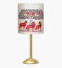 Luxe Round Gold Table Lamp with Indian Art Shade