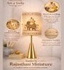 Luxe Round Gold Table Lamp with Indian Art Shade