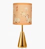 Luxe Round Gold Table Lamp with Indian Art Shade