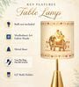 Luxe Round Gold Table Lamp with Indian Art Shade