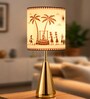 Luxe Round Gold Table Lamp with Indian Art Shade