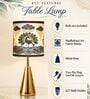 Luxe Round Gold Table Lamp with Indian Art Shade