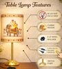 Luxe Round Gold Table Lamp with Indian Art Shade