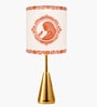 Luxe Round Gold Table Lamp with Indian Art Shade