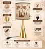 Luxe Round Gold Table Lamp with Indian Art Shade