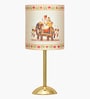 Luxe Round Gold Table Lamp with Indian Art Shade