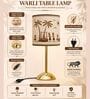 Luxe Round Gold Table Lamp with Indian Art Shade