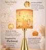 Luxe Round Gold Table Lamp with Indian Art Shade