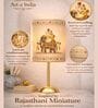 Luxe Round Gold Table Lamp with Indian Art Shade