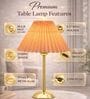 Luxe Round Gold Table Lamp with Pleated Shade