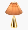 Luxe Round Gold Table Lamp with Pleated Shade