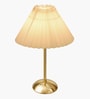 Luxe Round Gold Table Lamp with Pleated Shade
