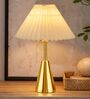 Luxe Round Gold Table Lamp with Pleated Shade