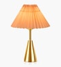 Luxe Round Gold Table Lamp with Pleated Shade