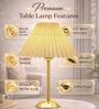 Luxe Round Gold Table Lamp with Pleated Shade