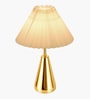 Luxe Round Gold Table Lamp with Pleated Shade