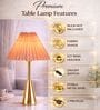 Luxe Round Gold Table Lamp with Pleated Shade