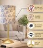 Luxe Round Gold Table Lamp with Printed Drum Shade