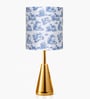 Luxe Round Gold Table Lamp with printed Drum Shade