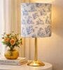 Luxe Round Gold Table Lamp with Printed Drum Shade