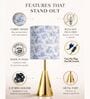 Luxe Round Gold Table Lamp with printed Drum Shade