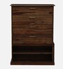 Luxe Sheesham Wood Shoe Cabinet with Seating in Mahogany Finish