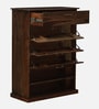 Luxe Sheesham Wood Shoe Cabinet with Seating in Mahogany Finish