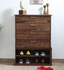 Luxe Sheesham Wood Shoe Cabinet with Seating in Mahogany Finish