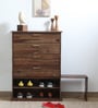 Luxe Sheesham Wood Shoe Cabinet with Seating in Mahogany Finish